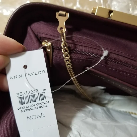 Ann Taylor Soft Frame Clutch Merlot - Picture 12 of 16